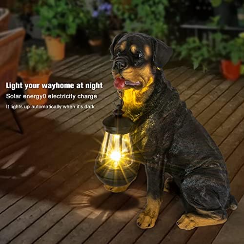 Notakia Golden Retriever Statue Outdoor with Solar Led Home Garden Decoration Windproof Lamp Realistic Dog Decor(Golden Retriever &LED)