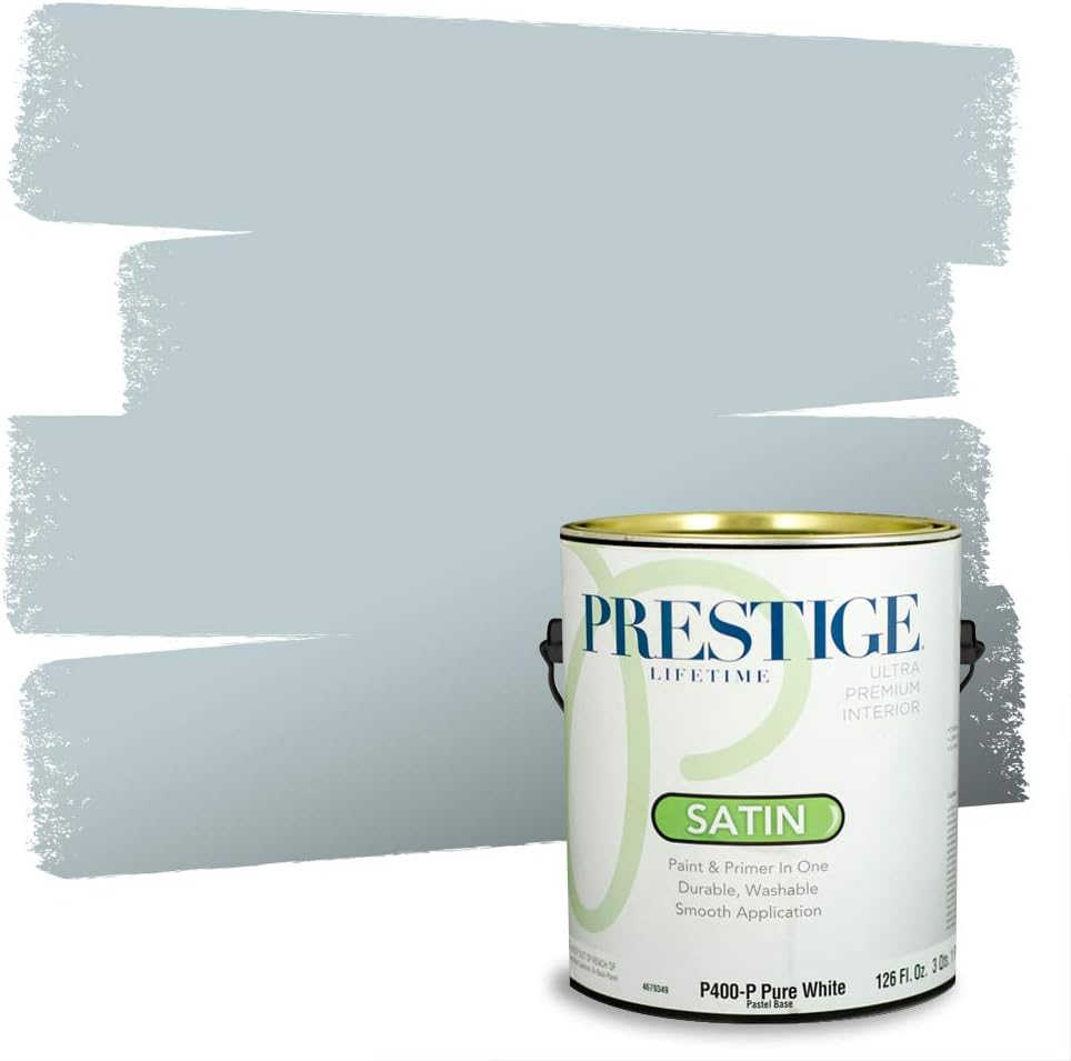 PRESTIGE Paints E100-T-SW6241 Exterior Paint and Primer in One, 1-Gallon, Flat, Comparable Match of Sherwin Williams Aleutian, 1 Gallon, SW18-Aleutian