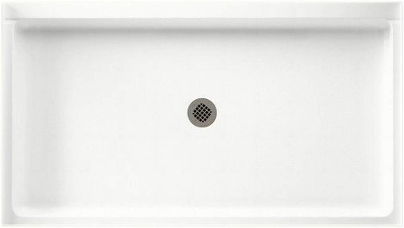 Swan SF03454MD.011 54-in L x 34-in W x 5.5-in H Solid Surface Shower Base, Tahiti White