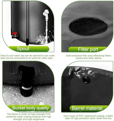 Eco-Friendly Rain Barrel – Efficient Rainwater Collection System with Spigot and Hose – Perfect for Garden Watering and Water Storage – 52