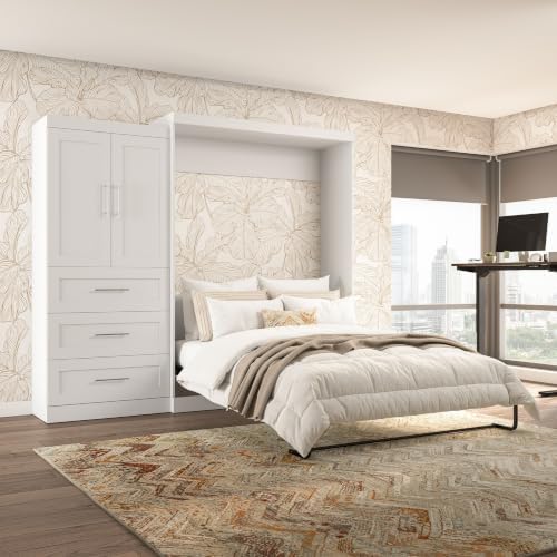 BESTAR Pur Murphy, Space-Saving Wall Bed for Multipurpose Room, Queen, White | Supports up to 1000 lb, min. ceiling height 91.1 in.