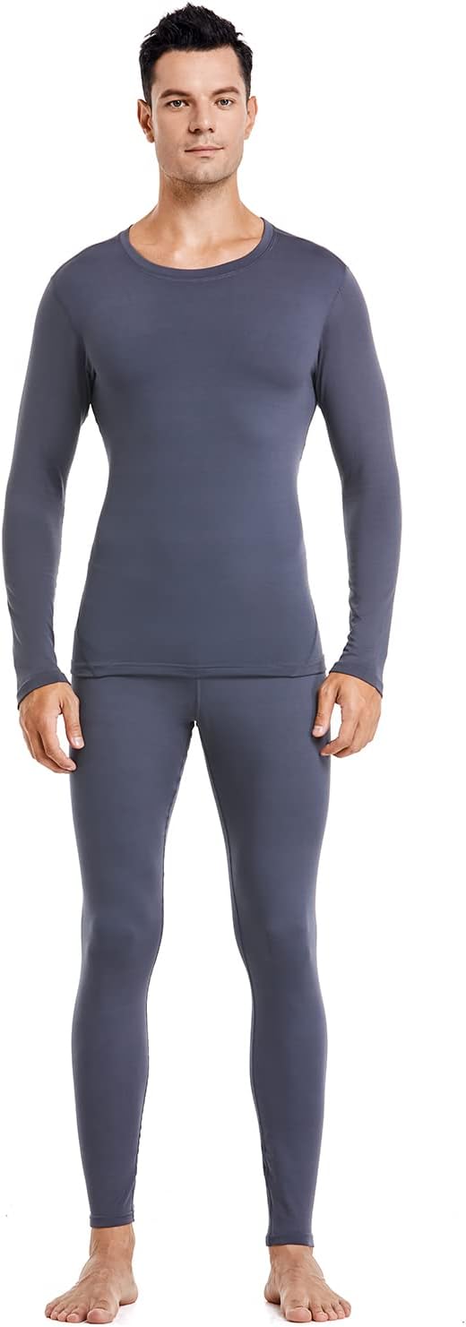 PISIQI Thermal Underwear Men Long Johns Set Ultra-Soft with Fleece Lined Base Layer Winter Skiing Warm Top & Bottom