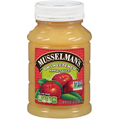 Musselman's Unsweetened Apple Sauce - low calorie, gluten free snack, low sodium, kosher, fat-free, no cholesterol, no high fructuse corn syrup, from 100% fresh American Grown Apples. (24oz x 12)