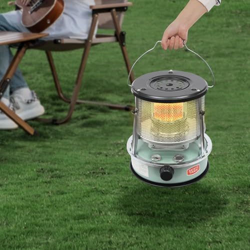 2-in-1 Portable Kerosene Heater & Stove, 9000 BTU Non-Electric Indoor Outdoor Heater with Handle, Heaters for Camping, Garage, Ice Fishing, Hunting, Emergency, Adjustable Height, 4.6L Tank (Black)