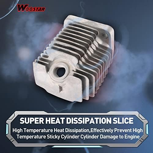 WOOSTAR 44mm Big Bore Cylinder with Piston Ring Kit Replacement for 2 Stroke 43cc 47cc 49cc Scooter Mini Pocket Bike
