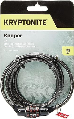 Kryptonite Keeper 512 Combo Bike Lock, 4ft. x 5mm Braided Steel Cable Anti-Theft Security Cable Lock with 4-Digit Combination for Outdoor Equipment