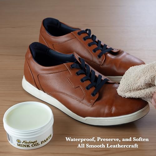 Fiebing's Mink Oil for Leather Boots (6 oz) - Leather Cleaner & Conditioner - Waterproof, Preserve, Soften All Smooth Leathercraft & Vinyl - Prevents Salt Stains - Use On Couch, Shoe, Purse & Belt