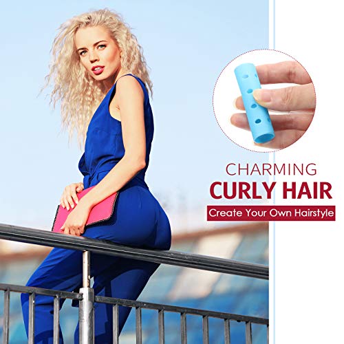 Syhood 29 Pcs Small Hair Rollers 0.63 Inch Plastic Curlers with Comb, Blue