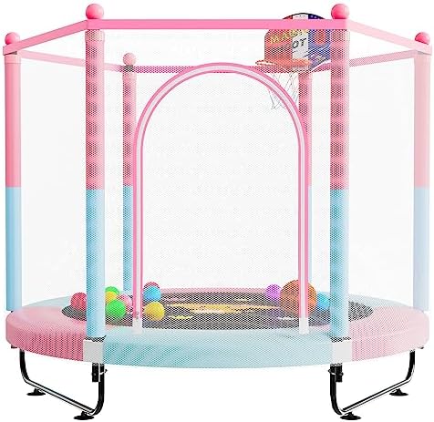 VGMiu 60" Trampoline for Kids, Toddler Trampoline Indoor with Net, Age 3-8