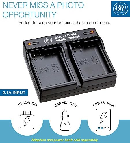 BM Premium 2-Pack EN-EL15B Batteries & Dual Bay Charger for Nikon Cameras | Compatible with Nikon Z6, Z7, D780, D850, D7500, 1 V1, D500, D600, D610