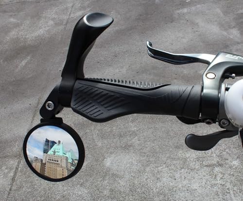 Hafny Bike End Bike Mirror, Adjustable Convex Rear View Mirror for Bicycle, Clear HD Glass Lens, 360° Rotatable, Fits MTB Road E-Bike Scooter, HF-M951-FR03 (1pc Silver Glass, 62mm Dia)