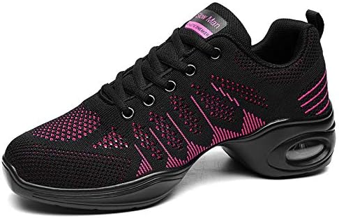 Slow Man Women's Jazz Shoes Lace-up Sneakers - Breathable Air Cushion Lady Split Sole Athletic Walking Dance Shoes Platform