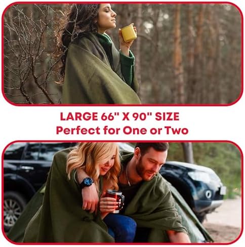 Olive Drab Green Warm Fire Retardant Blanket, 66" x 90" (80% Wool)-US Military Style