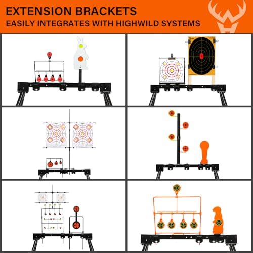 Highwild Expandable AR500 Steel Targets System 3/8" Thick Complete Shooting Targets with Stand, 4", 6", 8" Gongs + 7" x 12" Torso with 1 Stand