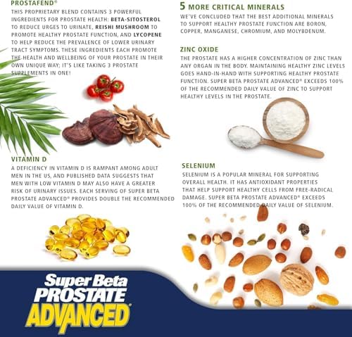 SUPER BETA PROSTATE Advanced - Prostate Health Supplements for Men, 60ct | Reduce Bathroom Trips, Promote Sleep