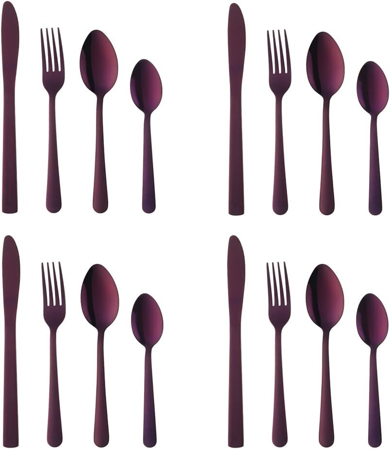 BuyGo Rainbow Silverware Set Flatware Set Stainless Steel Colorful Dinnerware Set 16-Piece Multicolor Cutlery Set, Service for 4