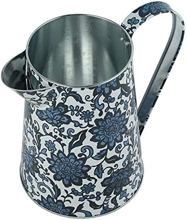 Shabby Chic Watering Can Galvanized Finish Metal Vase Country Rustic Pitcher Primitive Jug Decorative Flower Holder, 7.1" H