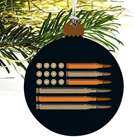 American Flag Bullets Guns USA Second 2nd Amendment Wood Christmas Tree