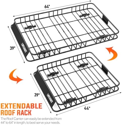 LWTURMRT 64 x 39 Inch Universal 300LB Heavy Duty Roof Rack Cargo with Cargo Net, Car Top Luggage Holder Carrier Basket for SUV