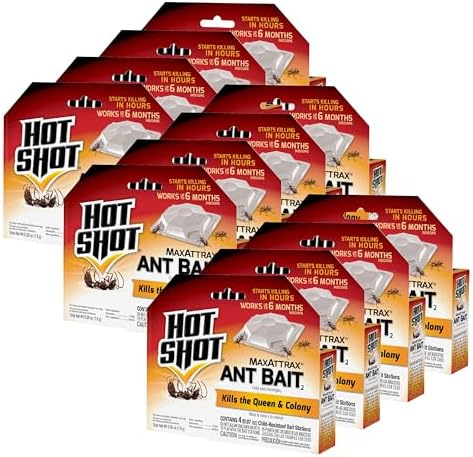 Hot Shot Ultra Liquid Ant Bait, Advanced Liquid Bait Technology Kills Common Household Ants Fast With No Drips Or Spills, 4 Count, Pack of 1 | Kills Common Household Ants In 24 Hours, For Indoor & Outdoor Use, Bait Stations Kill Ants With No Drip or Spil…