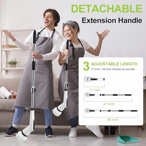 Dreazu Electric Spin Scrubber, 10-in-1 Shower Scrubber & Retractable Long Handle