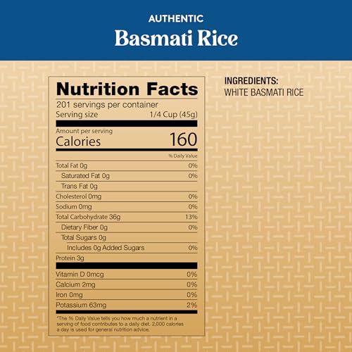 Authentic Royal - Naturally Aged Long Grain Indian White Basmati Rice - 20 Pound