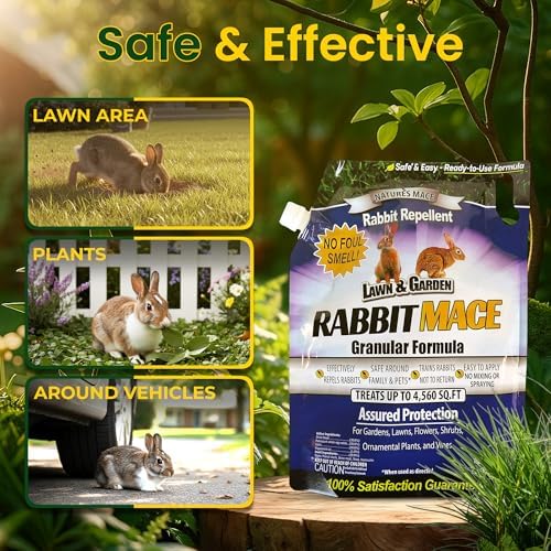 Nature's MACE Rabbit Mace Rabbit Repellent 3 lb Granules | Gardens, Lawns, Farms & Landscapes, Treats 1,350 sq ft, Granular Deterrent, All-Season Use, Safe for Pets, Children, Plants.