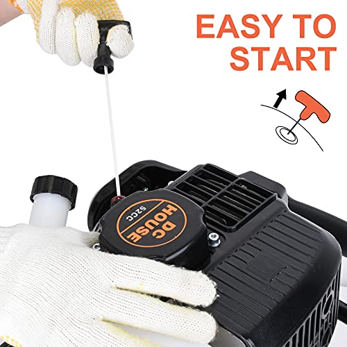 DC HOUSE 52cc 1800W Gas Powered Earth Auger EPA Certified Post Hole Digger, with 3 Drill Bits 4" 6" 8" and 3 Extension Rods 8" 12" 20"