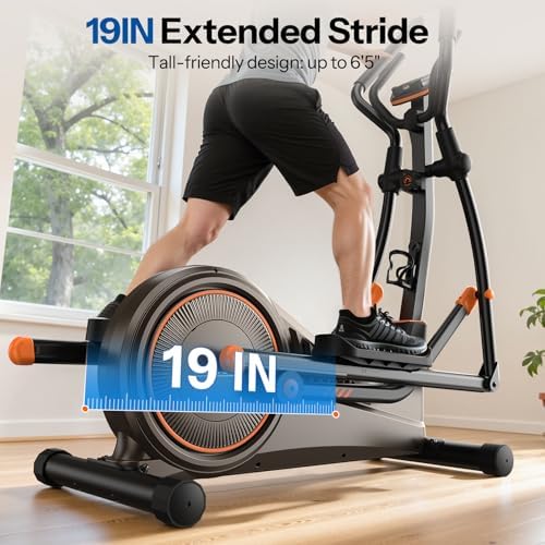 Niceday Elliptical Exercise Machine with 15.5/18/19IN Long Stride | Compact Elliptical Machine for Home Use, 16 Resistance Levels; 400LBS Stable Loading Capacity; Kinomap APP Support