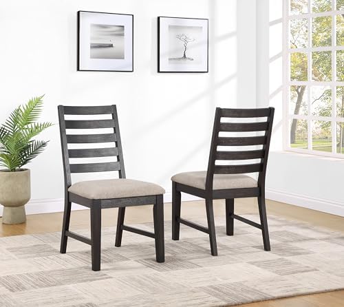 Steve Silver Company Harlow Side Chair, Set of 2 Chairs, Upholstered Seat, Modern Farmhouse, Armeless Dining Room Chairs, Solid Wood Legs, Kitchen