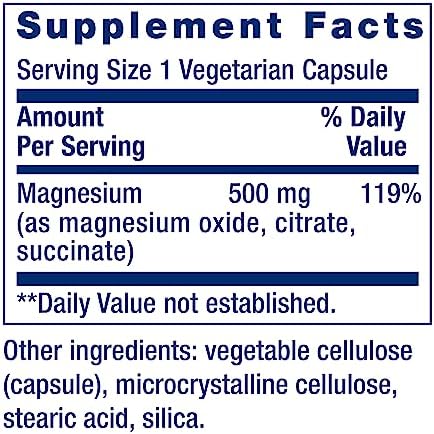 Life Extension Magnesium Caps, 500 mg, Magnesium Oxide, Citrate, and Succinate, Heart Health, Healthy Bones, Metabolism Support, 100 Vegetarian Capsules | Magnesium Oxide, Citrate & Succinate Blend for Heart Health, Healthy Bones & Metabolism, 100 Vegeta…