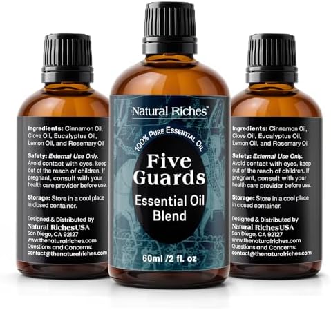 Five Guards Essential Oil Blend 30 ml Health Shield for Aromatherapy | With Clove, Cinnamon, Lemon, Rosemary & Eucalyptus - Natural Riches