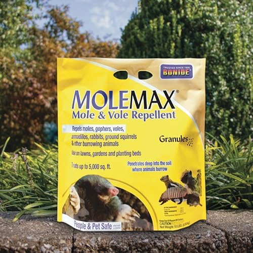 Bonide MOLEMAX Mole & Vole Repellent Granules, 5 lbs. Ready-to-Use, Outdoor Lawn & Garden Mole Control, People & Pet Safe
