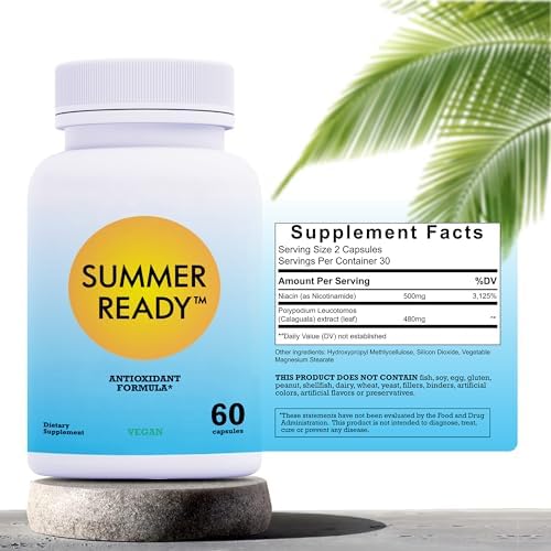 Skin Care Supplement Capsules - Nicotinamide/Niacinamide/Niacin 500mg (Vitamin B3) and Polypodium Leucotomos (Fern Extract) 480mg