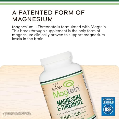 Magnesium L-Threonate 2,000mg Magtein, Natural Sleep Support, 120 Capsules | Cognitive Function, Neurological Health, Sleep + Memory Support, 90-Day Supply, MIT Patented Magtein Form, Third-Party Tested