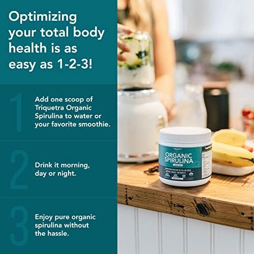 Organic Spirulina Powder – Made with Parry® Spirulina, Known for Superior Purity and Nutrient Density – Vegan Farming – Non-Irradiated – Blue-Green Algae Superfood Supplement – 75 Servings – 8 oz