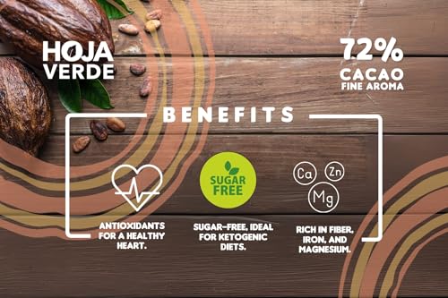 Hoja Verde Dark Chocolate Sugar, Dairy Free Bars, Keto Friendly, Certified Organic | Vegan, Natural, Non-GMO and Gluten Free (100% Pure)