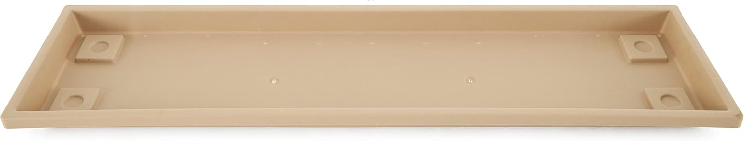 HC Companies Farmhouse Venetian 30 Inch Rectangular Flower Box Plant Saucer Drip Tray, Sandstone Tan, 12 Pack