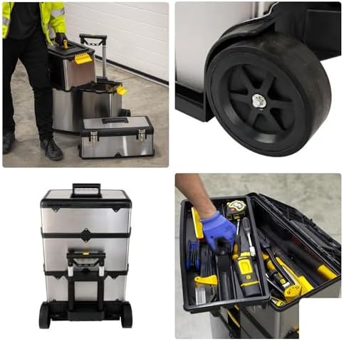 Perel OTBA4 Roller Toolbox Stainless Steel 570 x 354 x 830 mm