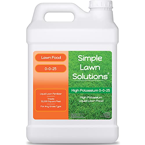 Simple Lawn Solutions - High Potassium Lawn Food Liquid Fertilizer 0-0-25 - Concentrated Spray - Turf Grass Vigor and Plant Hardiness - Summer and Fall - Any Grass Type (32 Ounce)