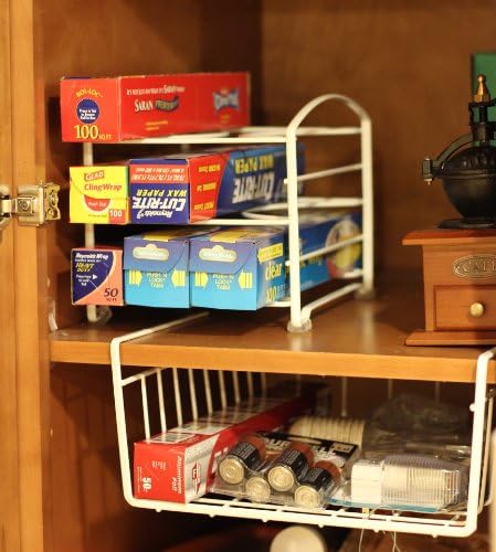 Deco Brothers Wrap Organizer Rack for Kitchen Cabinet, 3 Tier, Bronze | for Small / Standard Box, Height Clearance 2-1/2"