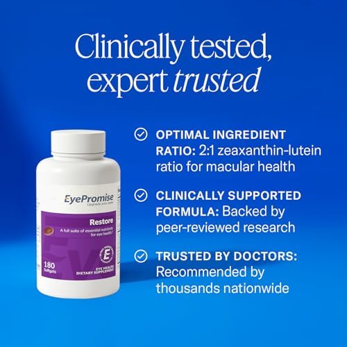EyePromise Restore Aging Eye Health Supplements, 60 Softgels | Omega 3 Supplement for Aging Eyes with Lutein and Zeaxanthin, Fish Oil, EPA, DHA & Eye Vitamins (Packaging May Vary)