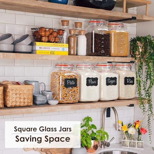 Qianfenie 1.1 Gallon Wide Mouth Airtight Glass Storage Containers with Lids