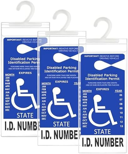 LotFancy Handicap Placard Holder for Auto, Pack of 3, Disabled Parking Permit Sign Holder with Larger Hook