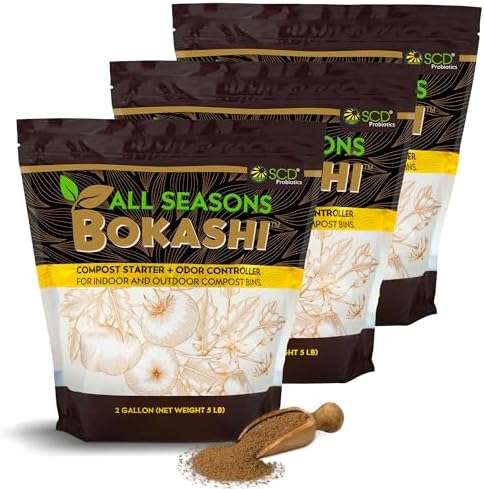 All Seasons Bokashi Compost Starter 2 lbs (1 Gallon) - Dry Bokashi Bran for Kitchen Compost Bin, Compost Food Pet Waste Quickly & Easily with Low Odor by SCD Probiotics | Fermented Wheat Bran, Reduces Odor, Absorbs Moisture, Compost Accelerator, For Kitc…