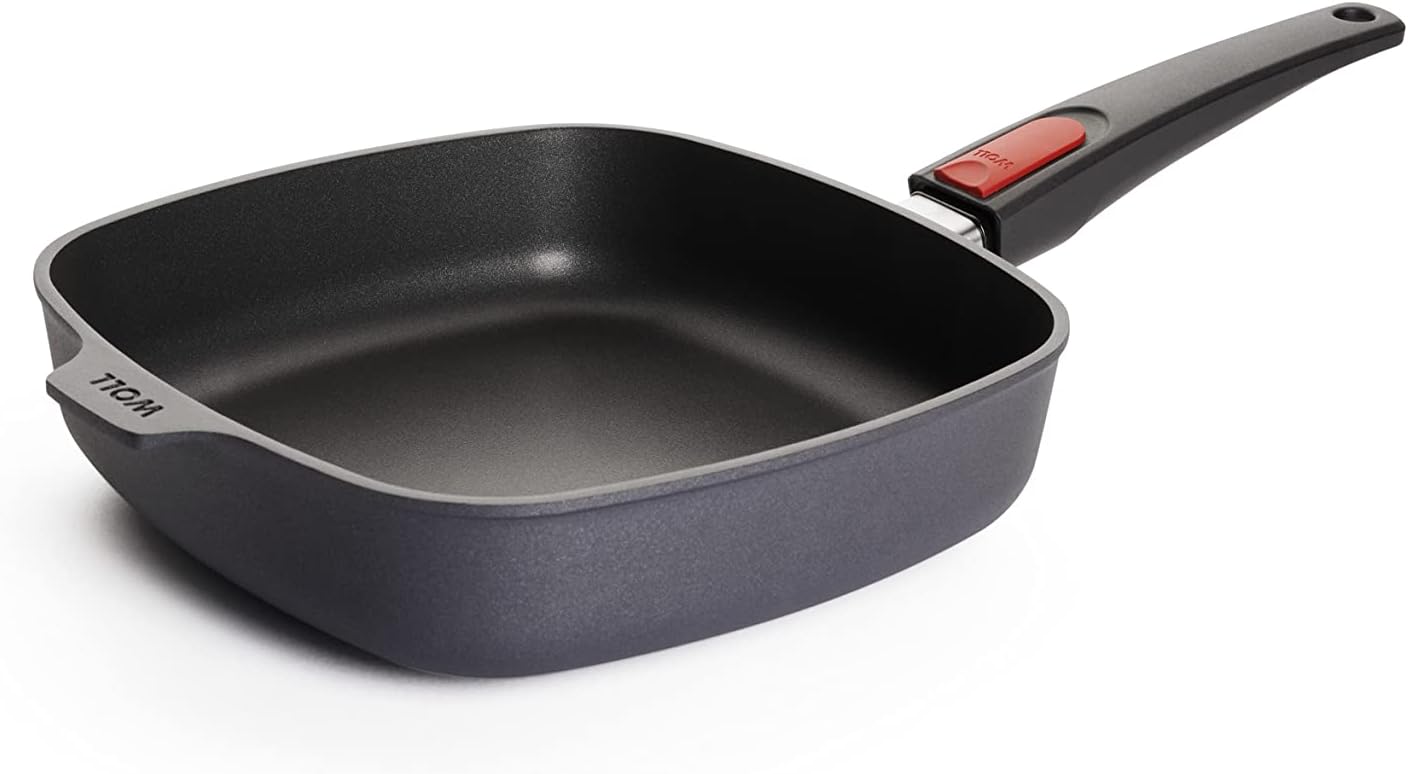 Woll Diamond Lite Cast Iron Frying Pan Square Induction 26 x 26 cm Height 6 cm with Removable Handle Suitable for All Types of Cookers Non-Stick Cast Aluminium