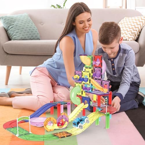 PicassoTiles Race Track Add-On Railway Magnetic Tiles STEM Construction Toy