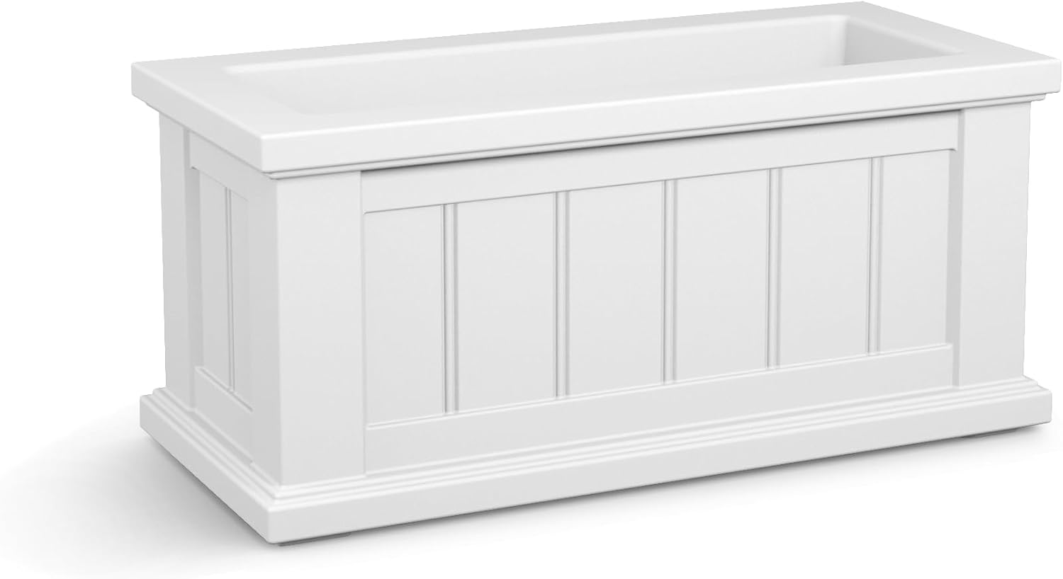 Mayne Cape Cod 24in Self-Watering Rectangular Planter, White | Self-watering, All season, Fade resistant, Double-wall design, 15-year warranty