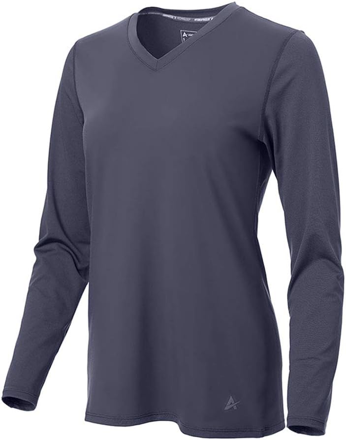 Arctic Cool Women's V-Neck Instant Cooling Moisture Wicking Performance UPF 50+ Long Sleeve Shirt | Lightweight Breathable Top for Running, Workout
