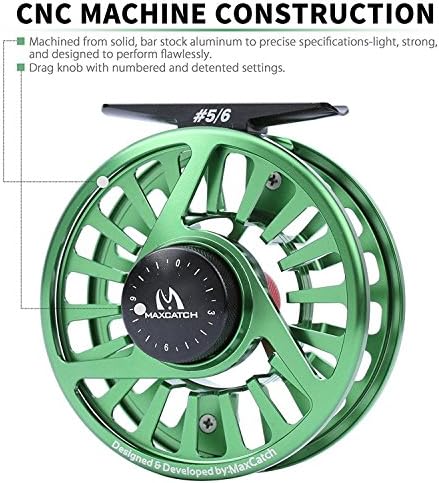 Maxcatch AVID Fly Fishing Reel with CNC-machined Aluminum Body - 1/3, 3/4, 5/6, 7/8, 9/10 Weights(Black, Green, Blue)